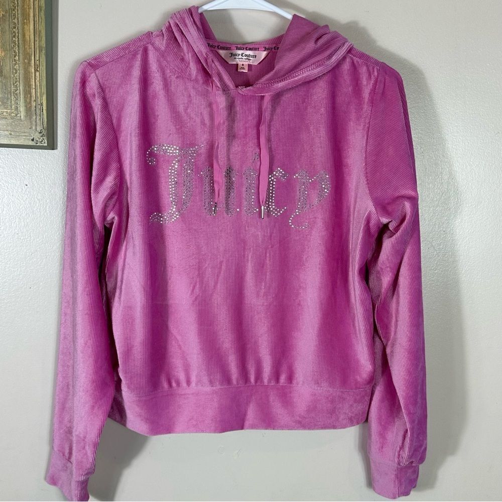 Juicy Couture Vibrant Pink Hoodie with Rhinestone Logo